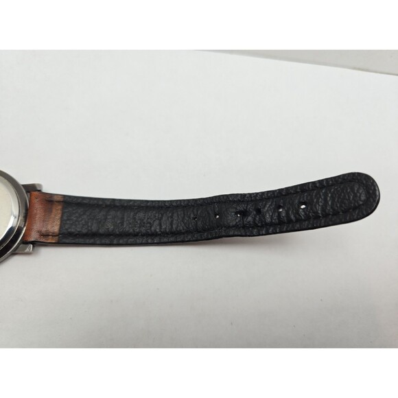 Vintage CS Ltd Hong Kong Celestial Sun Face Quartz Watch New Battery Brown Strap